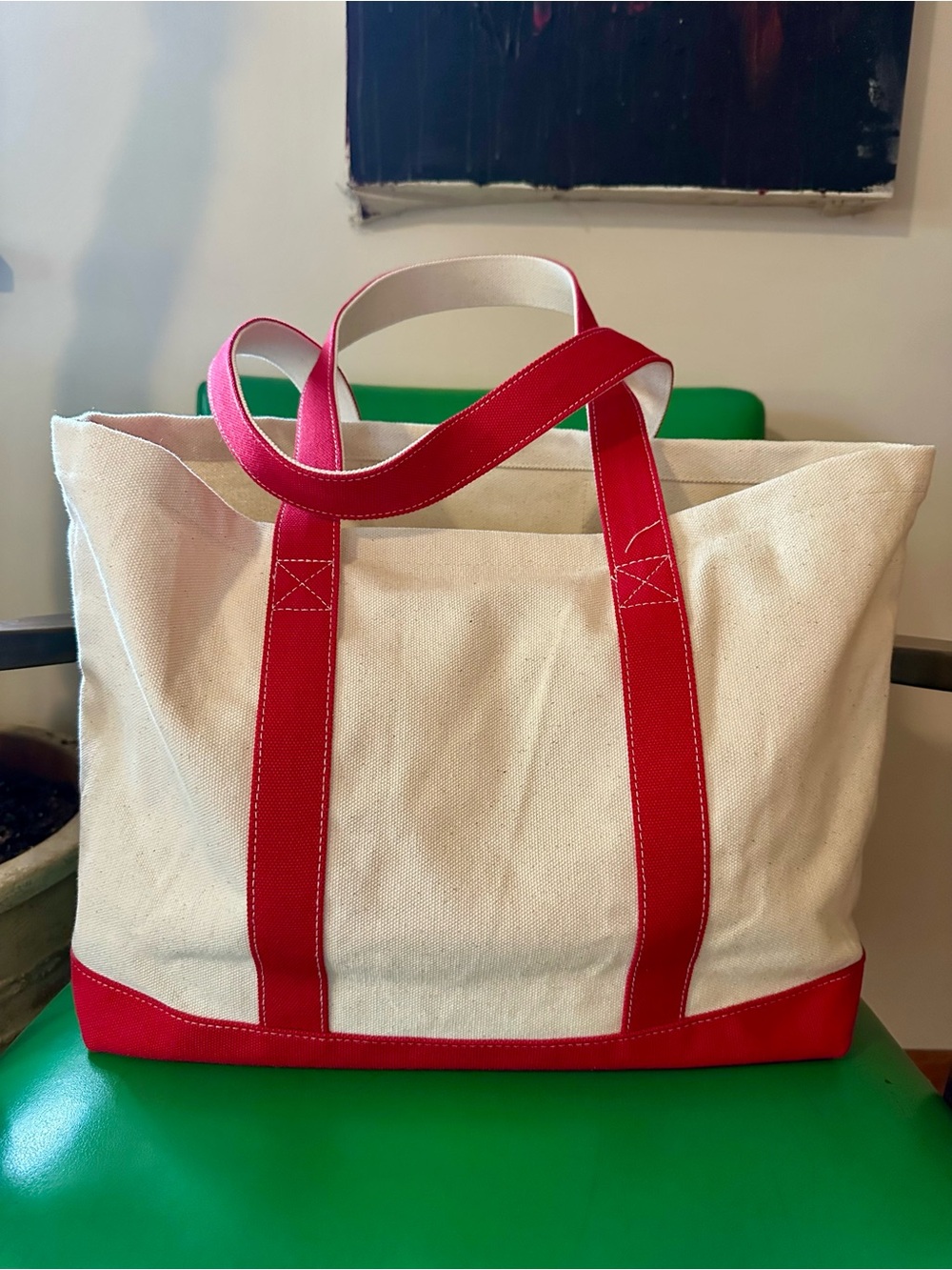 Lucky Brand Cream Canvas Tote with Red Accents - Picture 2 of 7